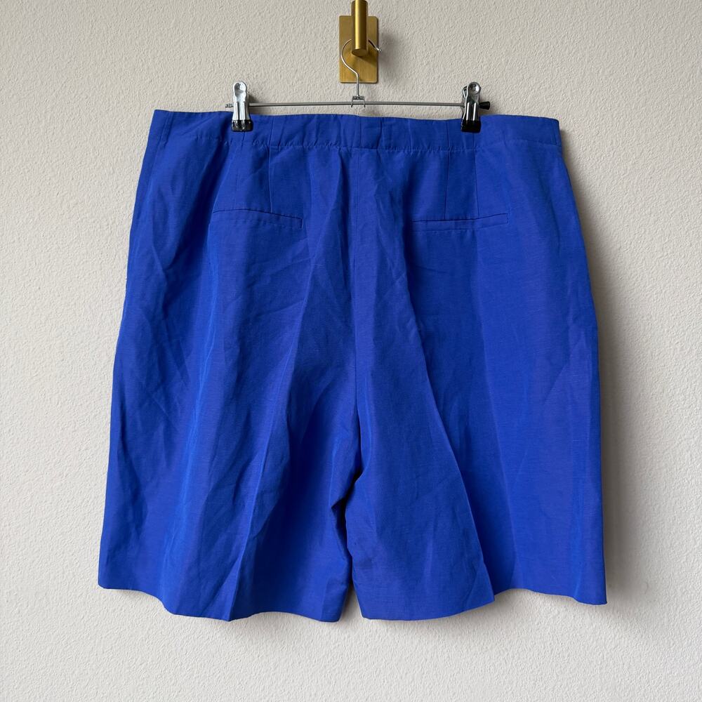 Lafayette 148 Blue Ryerson Silk Linen Bermuda Shorts Size 14 - Picture 3 of 7